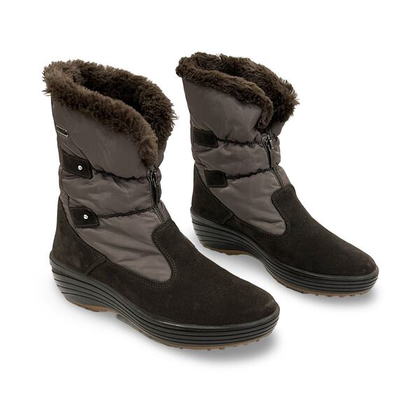 Pajar Stephy Womens Snow Boots Sz 41 US 9.5 Brown Suede & Puffer Fleece Lined - Picture 1 of 5